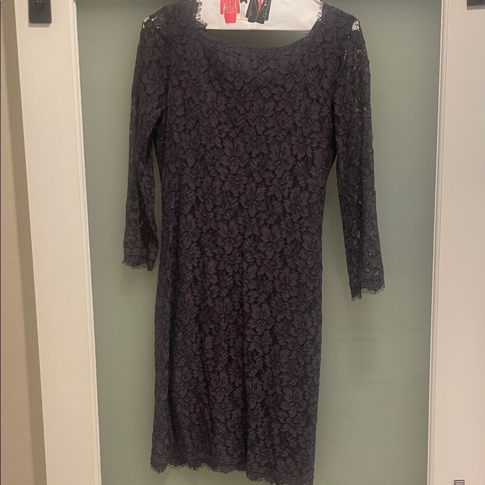 Grey Lace Long Sleeve Dress